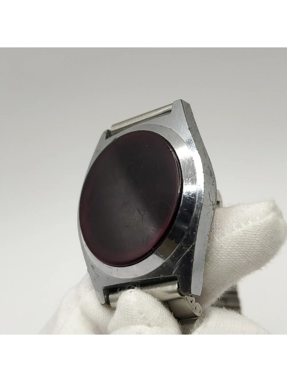 Vintage Red West Germany Lcd Watch 34mm For Parts Or Repair